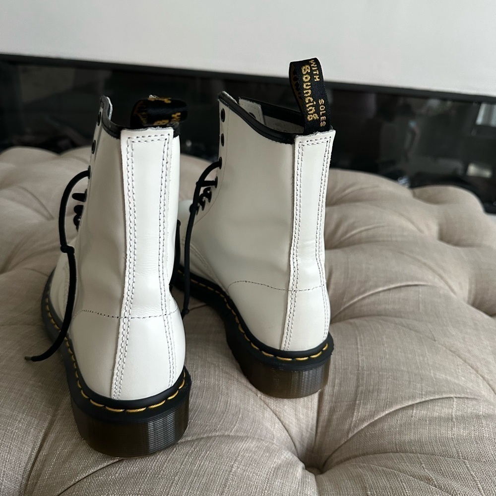 Dr. Martens White and Black Leather Boots - Picture 8 of 10